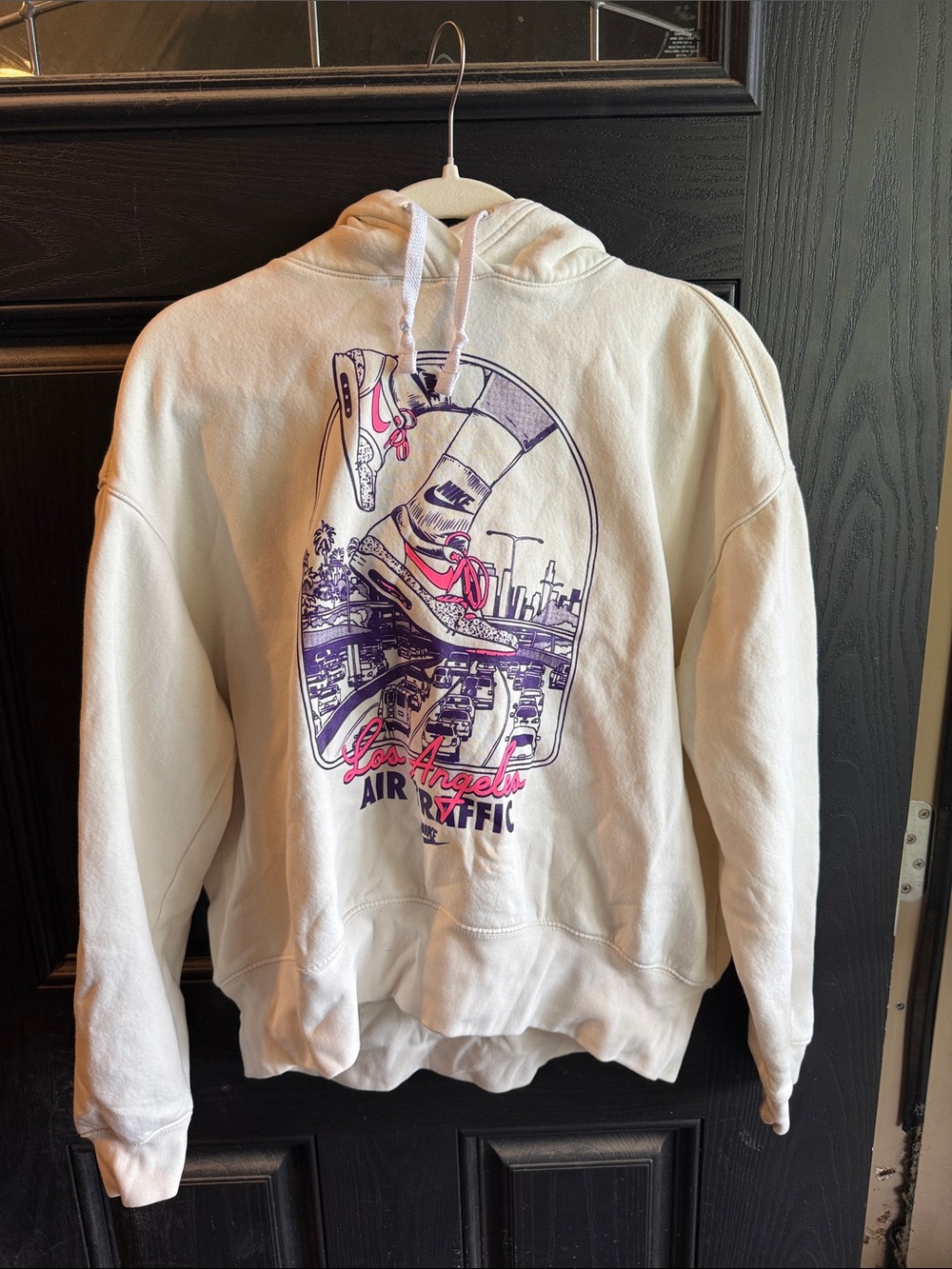 Women’s Cream Graphic Hoodie - Los Angeles Air Traffic Design